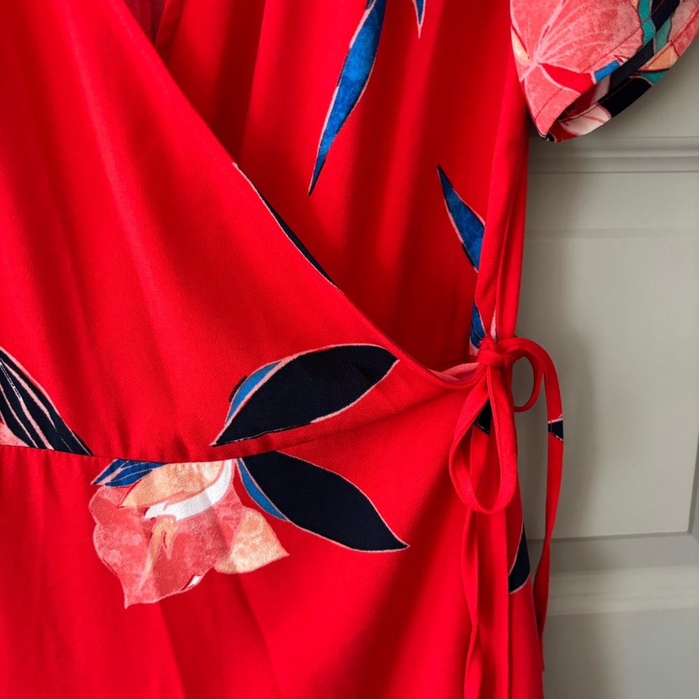 A New Day Floral Wrap Dress in Red - Picture 4 of 5